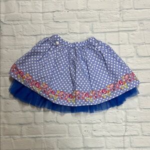 American Girl Blue Polka Dot Skirt with Floral Trim